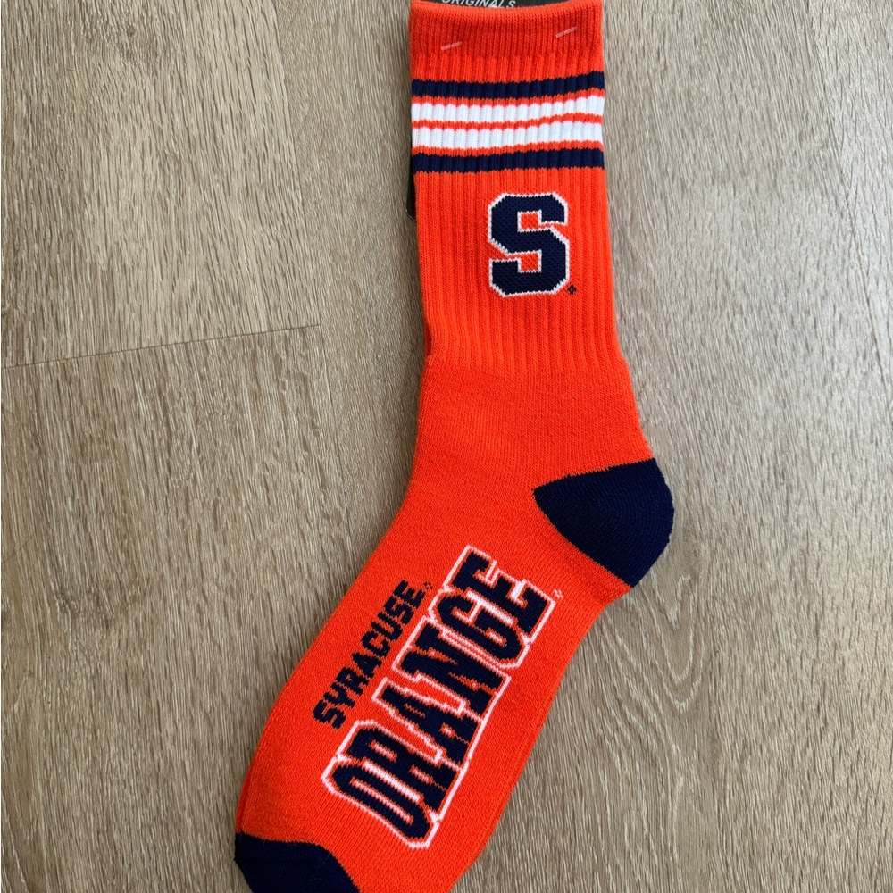 Orange and Blue Athletic Socks with Syracuse Branding